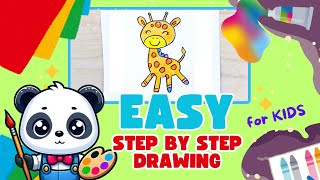 🎨EASY STEP BY STEP DRAWING FOR KIDS 🎨 EASY GIRAFFE DRAWING FOR KIDS ☀️ Curious Explorers Club [upl. by Yablon]