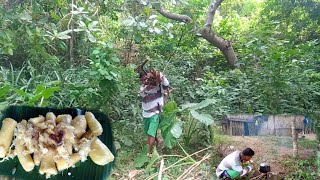 a Filipino snack cassava boiled in coconut milk  Simple life in the mountain [upl. by Inohs545]