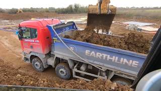 14 ton digger driver loading muck away lorries [upl. by Einnaffit524]