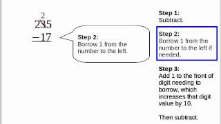 Simple Subtracting with Borrowing [upl. by Henryk]