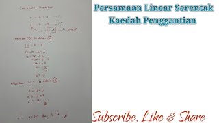 Persamaan Linear Serentak Kaedah Penggantian [upl. by Lilllie988]