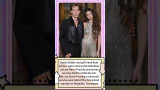 Austin Butler and Kaia Gerber attend Lisa Marie Presleys memorial service at Graceland [upl. by Limak]