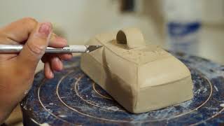 How to make a butter dish using a bisque mold asheville lauriecafferyclay lauriecaffery [upl. by Cyrilla760]