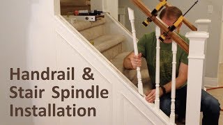 How to Install Handrail and Stair Spindles Staircase Renovation Ep 4  Finish Carpentry [upl. by Uhthna75]