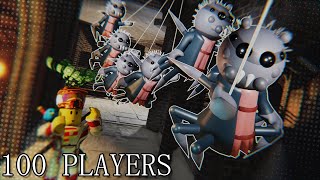 100 WEBSWINGING SPIDELLAS IN PIGGY 100 PLAYERS A Roblox Game [upl. by Irakab]