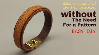 How to make a 3 layer leather bracelet  Leather craft tutorials [upl. by Golda]