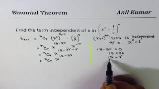 Binomial Theorem Find Term independent of variable x [upl. by Denoting]