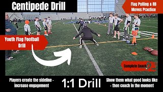 Youth Flag Football Drill  1 on 1 Flag Pulling and Running Back drill for kids  Flag Football [upl. by Seif789]