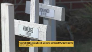 Wornall Baptist Church places 180 crosses on its lawn representing homicide victims [upl. by Namya]