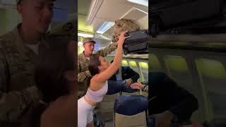 😱 Karen Lady Fights With Soldier On Plane Over Luggage Area [upl. by Reniar]