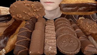 ASMR Chocolate Desserts amp Ice Cream Eclair Cookie Sandwich Dove HaagenDazs Kinder Bueno Cake [upl. by Tildie]