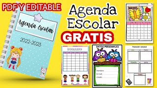 Agenda Escolar 2022 para imprimir GRATIS👉PDF y EDITABLE [upl. by Hagile730]