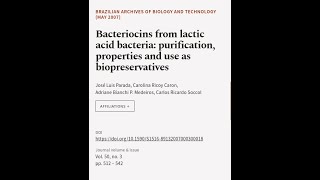 Bacteriocins from lactic acid bacteria purification properties and use as biopreser  RTCLTV [upl. by Leno856]