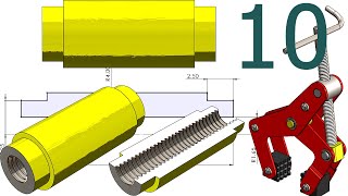 10Project 49 Manual Clamp SolidWorks Tutorial pin shaft [upl. by Adyl711]