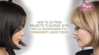 DIY Brown to Blonde Hair with Wella colorcharm T10 Permanent Liquid Toner  At Home Step by Step [upl. by Hochman]