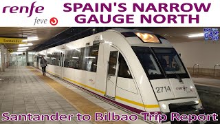 SPAINS NARROW GAUGE NORTH  RENFE FEVE SANTANDER TO BILBAO REVIEW  SPANISH TRAIN TRIP REPORT [upl. by Loggins]