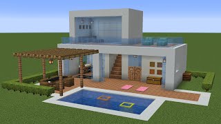 Minecraft  How to build a Modern House with a Pool [upl. by Barkley490]