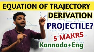 PROJECTILE MOTION  EQUATION OF TRAJECTORY OF PROJECTILE  MOTION IN A PLANE  PHYSICS IN KANNADA [upl. by Nyahs]