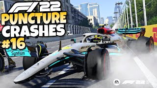 F1 22 PUNCTURE CRASHES 16 [upl. by Jemmy]