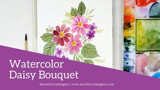 How to Paint A Loose Watercolor Daisy Bouquet  Watercolor Tutorial [upl. by Leiuqese]