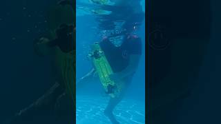 Mirror mask pennyboard underwater diving pool summer hold breath viral funny comedy shorts [upl. by Nonaihr871]