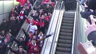 AjaxBenfica benfica 01 benfica fans in the subway to the johan cruijf arena champions league [upl. by Sachsse116]