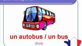 French Lesson 36  MEANS OF TRANSPORT Transportation Vocabulary  Les Moyens de transport [upl. by Tiloine472]