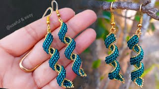 EASY BEADED SPIRAL EARRINGSEARRINGS MAKING AT HOME Useful amp Easy [upl. by Naj913]