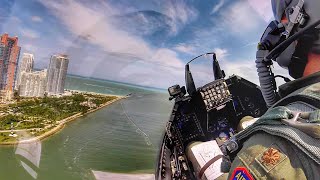 F16 Over the Shoulder Cockpit View  Airshow over South Beach Miami  Cockpit Audio [upl. by Anitnatsnok81]