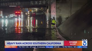 Overnight downpours flooding wreak havoc on LA motorists [upl. by Orion983]