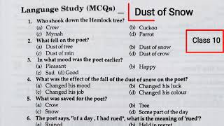 Dust of Snow Mcq  Dust of Snow Mcq Class 10  Class 10 Dust of Snow Mcq Questions [upl. by Afaw231]