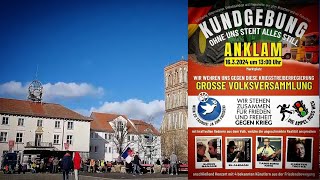 Anklam  Große Volksversammlung friedliebender besorgter WutbürgerInnen für Frieden Freiheit etc [upl. by Amadeo648]