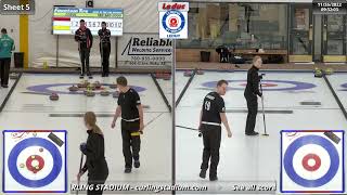 ThevenotKalthoff vs HilkerLambert  Draw 3  Curling Stadium Alberta Curling Series Doubles [upl. by Nerro]