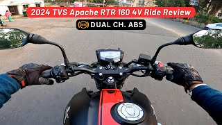 2024 TVS Apache RTR 160 4V Dual Ch ABS Ride Review  Is It Better Than Pulsar N160 [upl. by Buckingham]