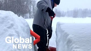 Prairie snowstorm Huge cleanup underway in Winnipeg Regina elsewhere following spring blizzard [upl. by Tanner]