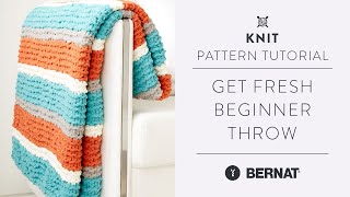 Beginner Knit Throw with Bernat Blanket Yarn [upl. by Anale980]