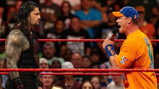 FULL SEGMENT John Cena and Roman Reigns’ first promo battle Raw Aug 28 2017 [upl. by Dnalon]