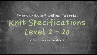 SmartKnitter  Knit Specifications Level 2  Class 20 Colour Lines on Shoulders [upl. by Luca]