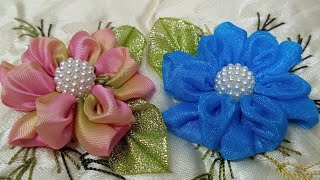 300 FLOR DE LISTÓN FACILÍSIMA HOW TO MAKE FLOWERSRIBBON FLOWERSDIY FABRIC FLOWERS [upl. by Combe]