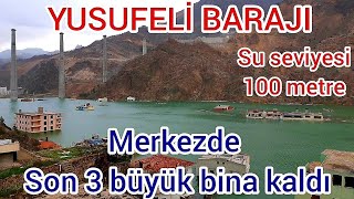 YUSUFELİ BARAJI 06 nisan 2023 eski yusufeli merkez su seviyesi ve su altında kalan binalara girdim [upl. by Ailedroc]