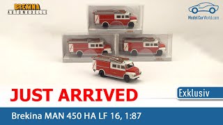 Brekina  187 Just arrived MAN 450 HO Fire Truck Exclusive [upl. by Ehudd]