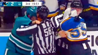 Klim Kostin Colton Parayko Fight FULL CLIP Blues vs Sharks  NHL Highlights [upl. by Nnav764]