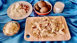 🍽️  strapačky s kyslou kapustou  strapačky  kapustové halušky  kapustové strapacky recept [upl. by Davidde]