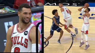 Zach Lavine CANT STOP LAUGHING after CATCHING FIRE FROM 3 Full Takeover highlights [upl. by Riatsila]