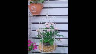 Metal Hanging Planter Basket With Round Wire Plant Holder With Chain plant homedecor [upl. by Amethyst]