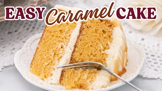 Easy Caramel Cake Using a Box Mix [upl. by Lenneuq283]