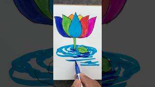 DIY Rainbow 🌈😱🪷Lotus Art art shorts ytshorts creative kids diy [upl. by Haidabo216]