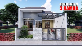 DESAIN RUMAH 6X12 M 3 KAMAR TIDUR TETAP NYAMAN [upl. by Rudiger]