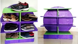 DIY Cardboard RackShoe rack from cardboardBest Space Saving Shoe rack idea from cardboard [upl. by Tiffi196]