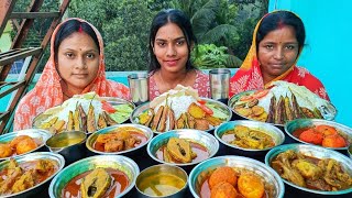 rice vegetable fry ilish curry chicken curry egg curry dal challenging videowith punishment🤮 [upl. by Einahpehs]